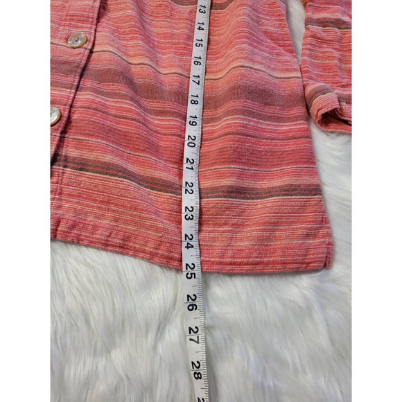 Linden Hill Womens Longsleeve Pink Brown Striped Collar‎ Buttons 100% Cotton M - Picture 4 of 5